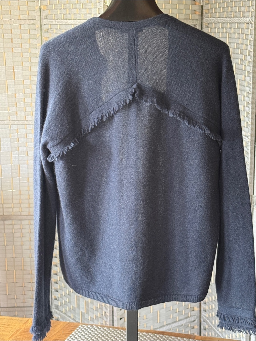 Minnie Rose Cashmere Fringe-Trim Cardigan - Picture 2 of 7